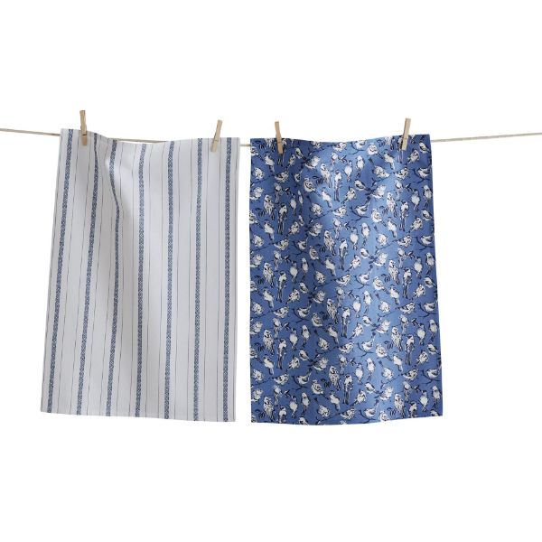 Picture of birds of feather dishtowel set of 2 - blue