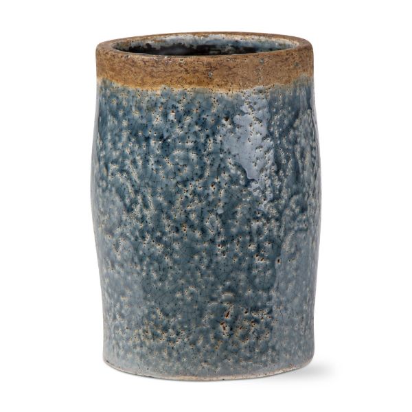 Picture of crackle glaze rustic vase- 8 inch - blue denim