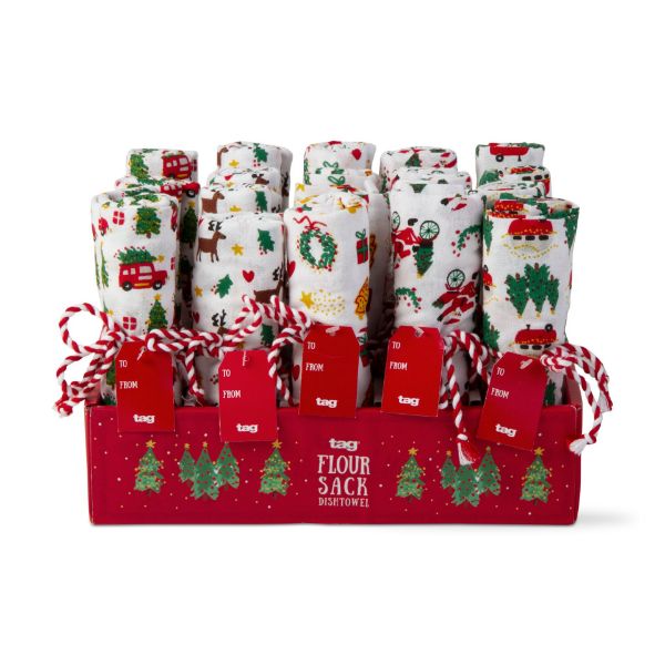 Picture of whimsy holiday flour sack dishtowel assortment 25 & cdu - multi