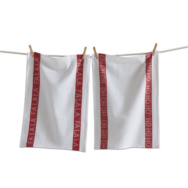 Picture of ho ho ho fa la la dishtowel set of 2 - white, multi