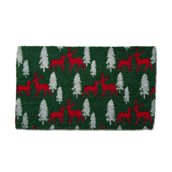 Picture of joyful tree and deer coir mat - multi