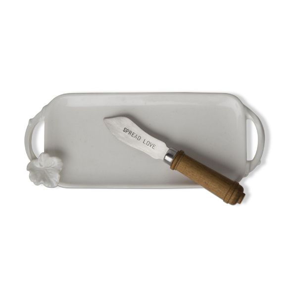 Picture of bountiful butter dish and spreader set - white