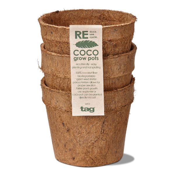 Picture of eco coco seed starter pot small set of 3 - natural