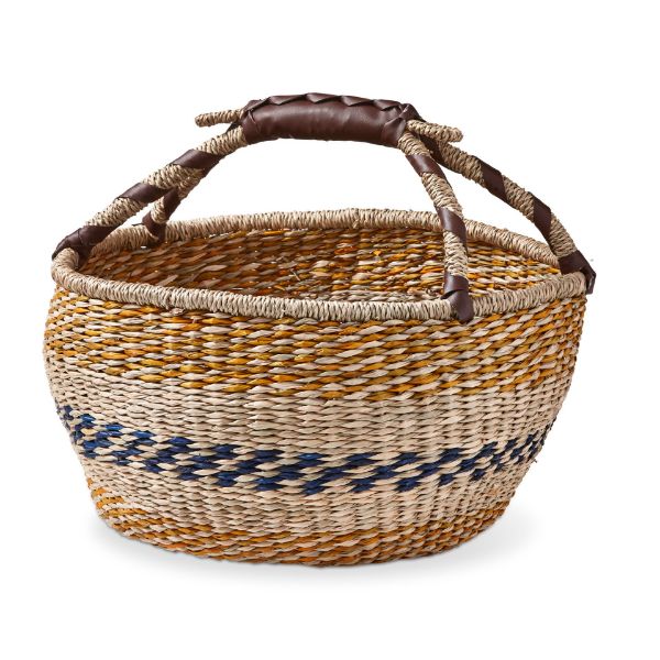 Picture of seagrass stripe handle basket - multi