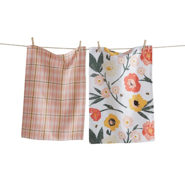 Picture of bee blossom dishtowel set of 2 - multi