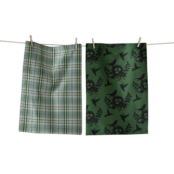 Picture of hummingbird dishtowel set of 2 - green, multi