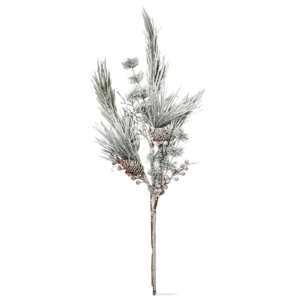 Picture of snowy pine cone branch 34 in - green multi