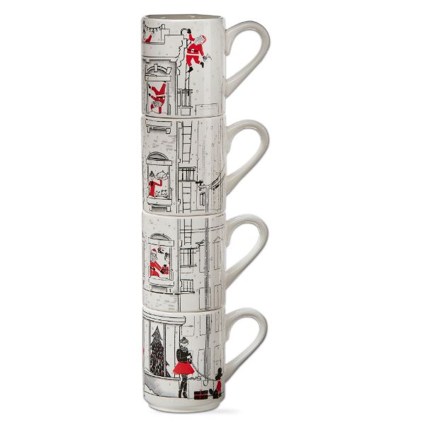 Picture of santa cityscape stacking mug set of 4 - multi