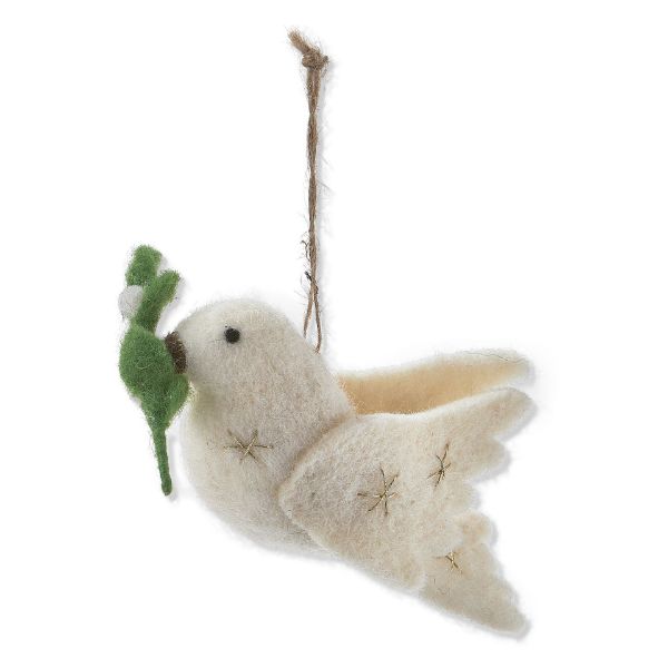 Picture of dove with sprig ornament - white multi