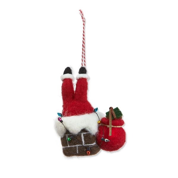 Picture of santa in chimney ornament - multi