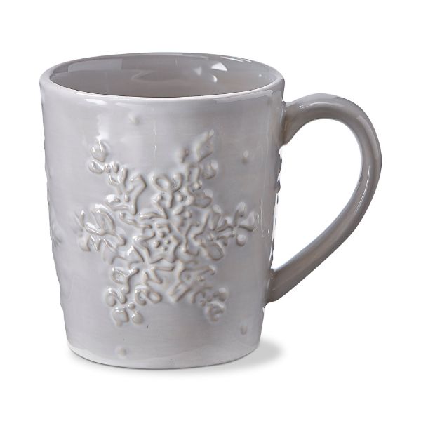 Picture of snowflake embossed mug - white