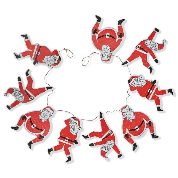 Picture of paper dancing santa garland - red multi