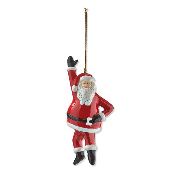 Picture of hand up dancing santa ornament - red multi