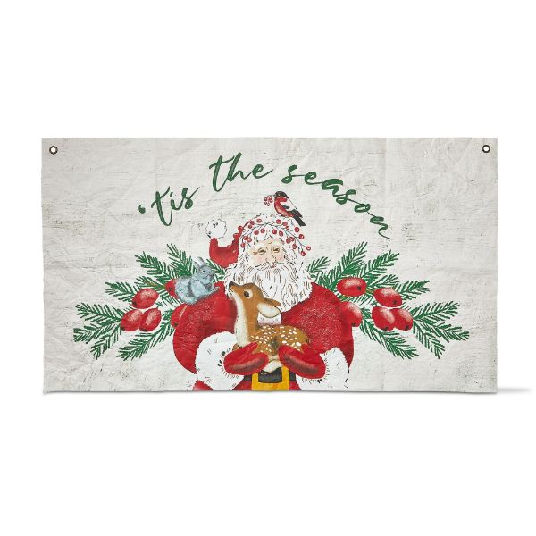 Picture of tis' the season santa with animal wall art - multi