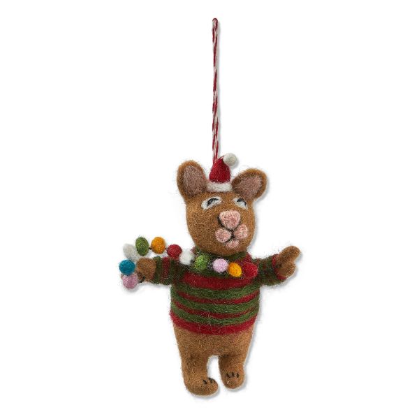 Picture of pompom cat ornament - multi