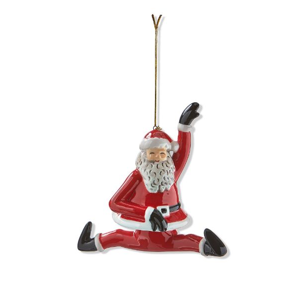 Picture of dancing santa doing the splits ornament - red multi