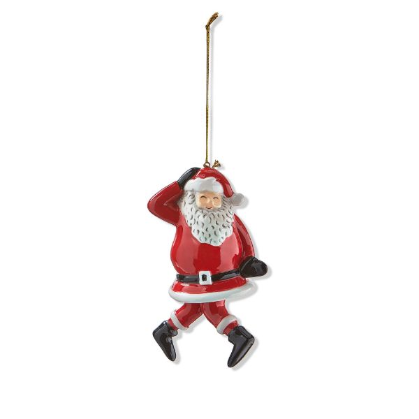 Picture of dancing santa knees in ornament - red multi