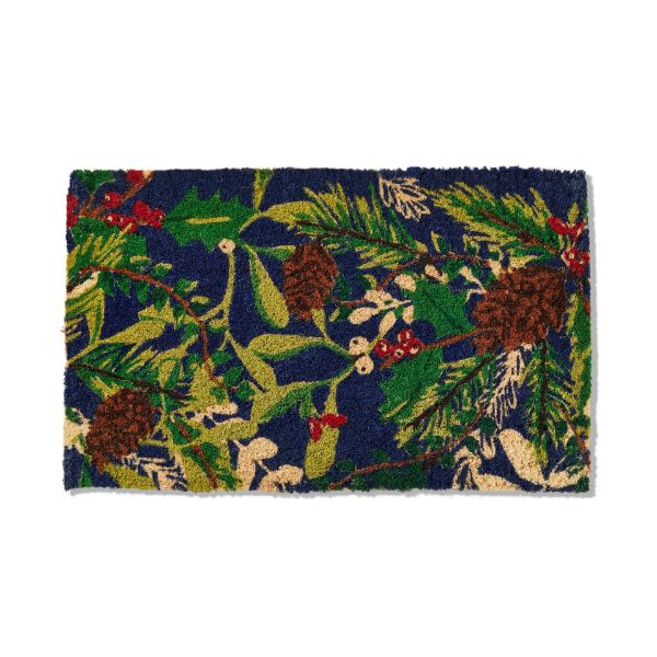 Picture of winter sprig & pinecone coir mat - multi