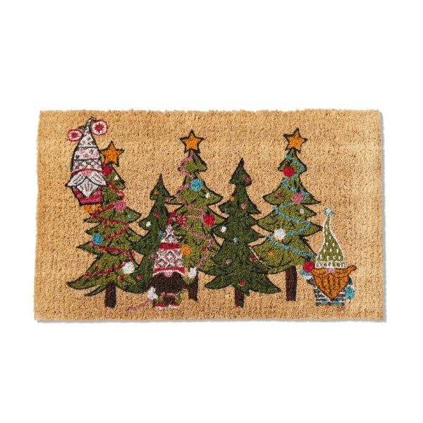 Picture of gnomies trim a tree coir mat - multi