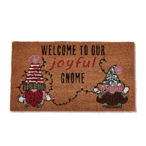 Picture of welcome to our joyful gnome light up coir mat - multi