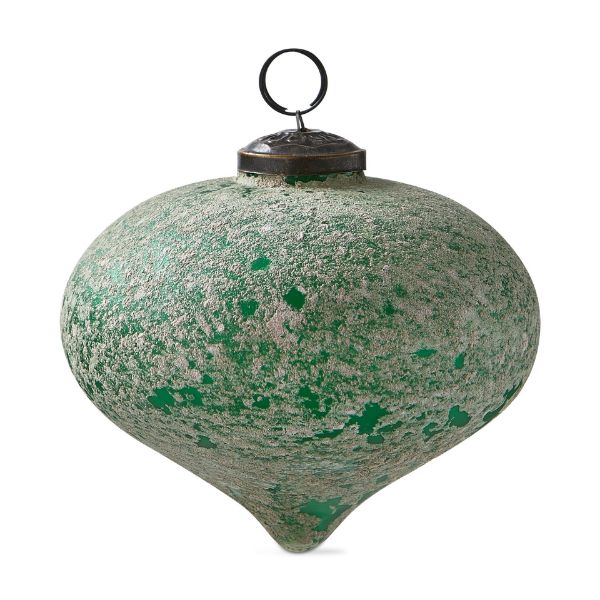 Picture of antiqued drop ornament 5 in - green