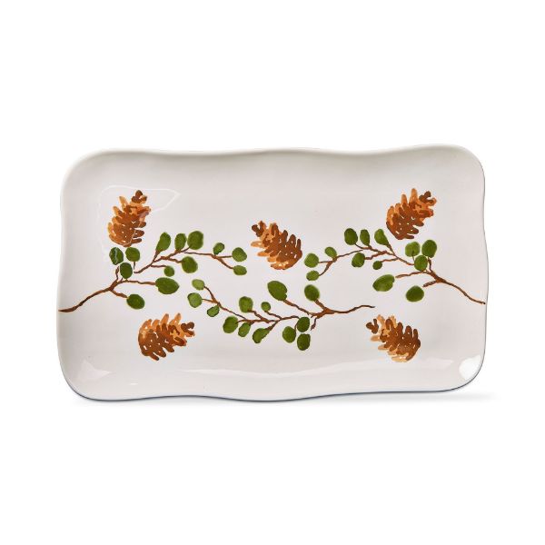 Picture of pinecone sprig rectangular platter - multi