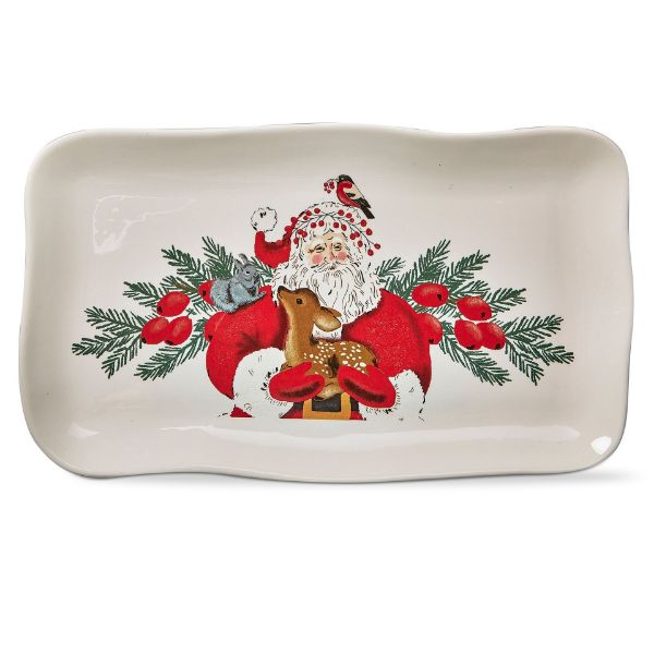 Picture of woodland santa rectangle platter - multi