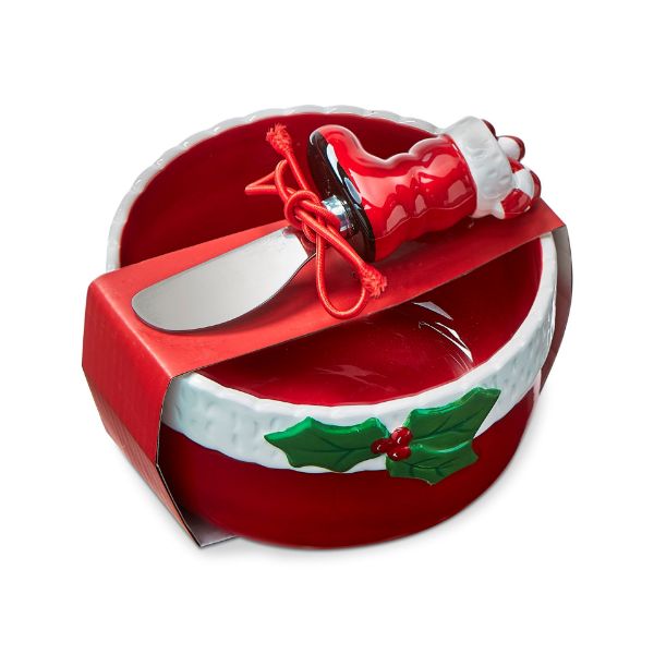 Picture of tis the season bowl & spreader set of 2 - multi