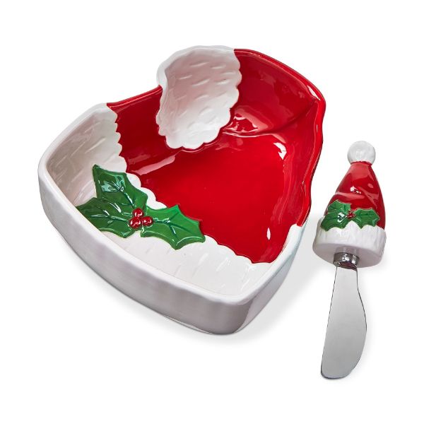 Picture of sculpted hat bowl & spreader set of 2 - multi