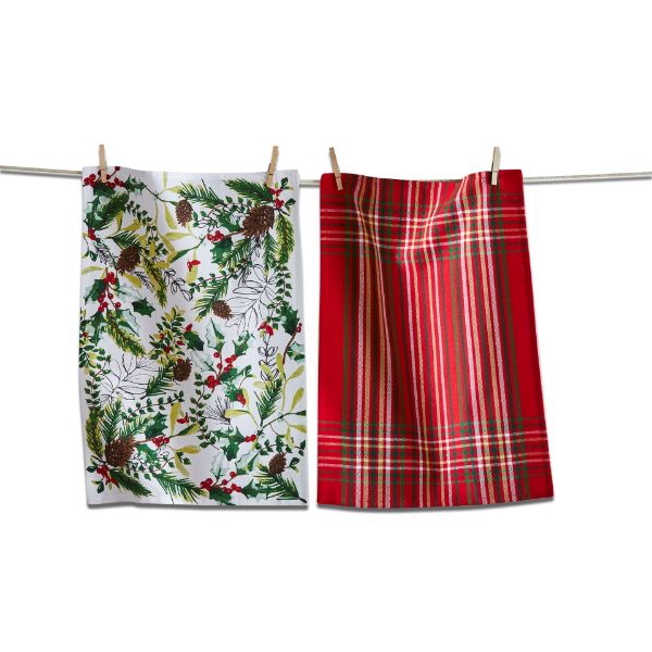 Picture of winter sprig dishtowel set of 2 - multi