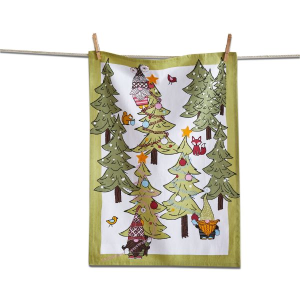 Picture of woodlands gnomies & furry friends dishtowel - multi