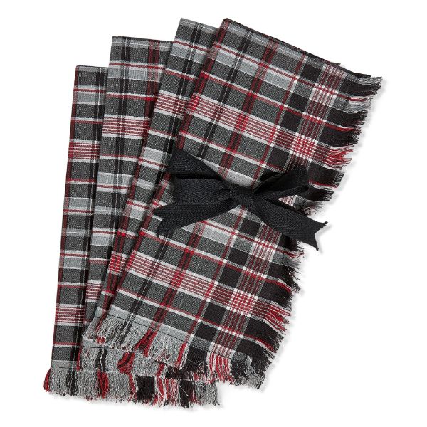 Picture of winter sketches napkin set of 4 - black multi