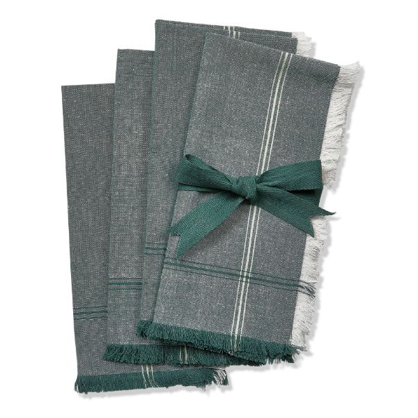 Picture of warm wishes border stripe napkin set of 4 - green multi