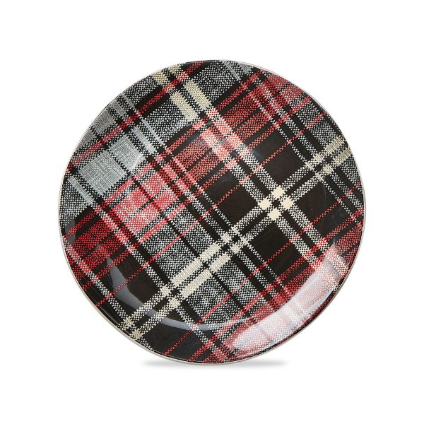 Picture of winter sketches plaid salad plate - multi