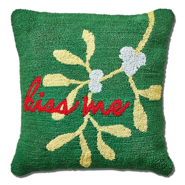 Picture of kiss me mistletoe pillow - green multi