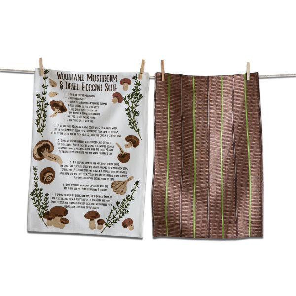 Picture of woodland mushroom soup recipe dishtowel set of 2 - multi