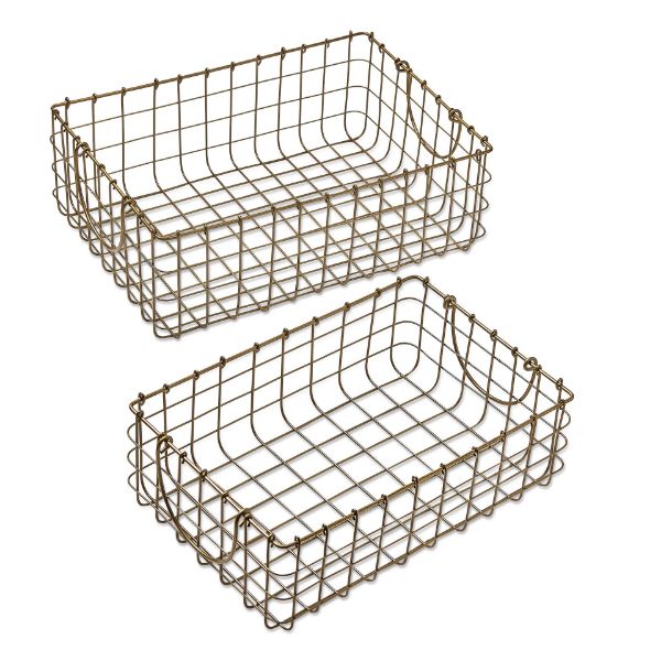 Picture of metal basket set of 2 - antique gold