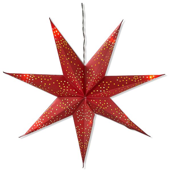 Picture of led paper star decor - red