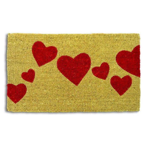 Picture of hearts coir mat - red