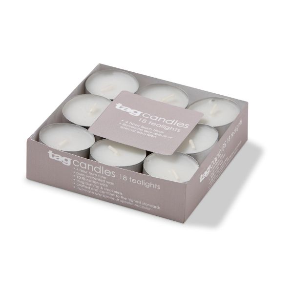 Picture of tealight candles set of 18 - white