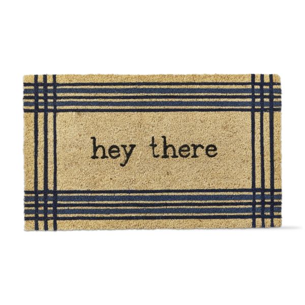 Picture of hey there checked coir mat - blue, multi